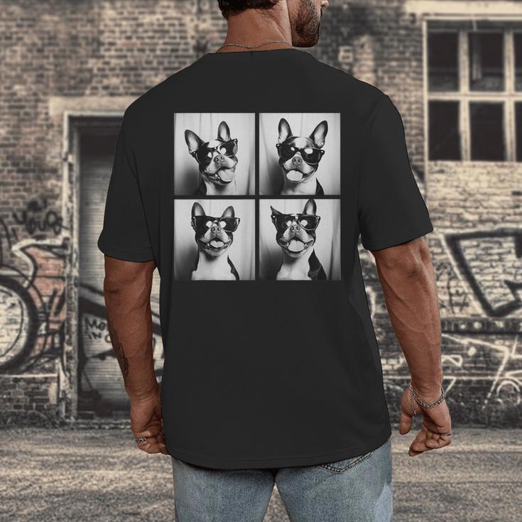 Boston Terrier Dogs With Sunglasses Photo Pets Meme Men's Back Print T-Shirt, funny design