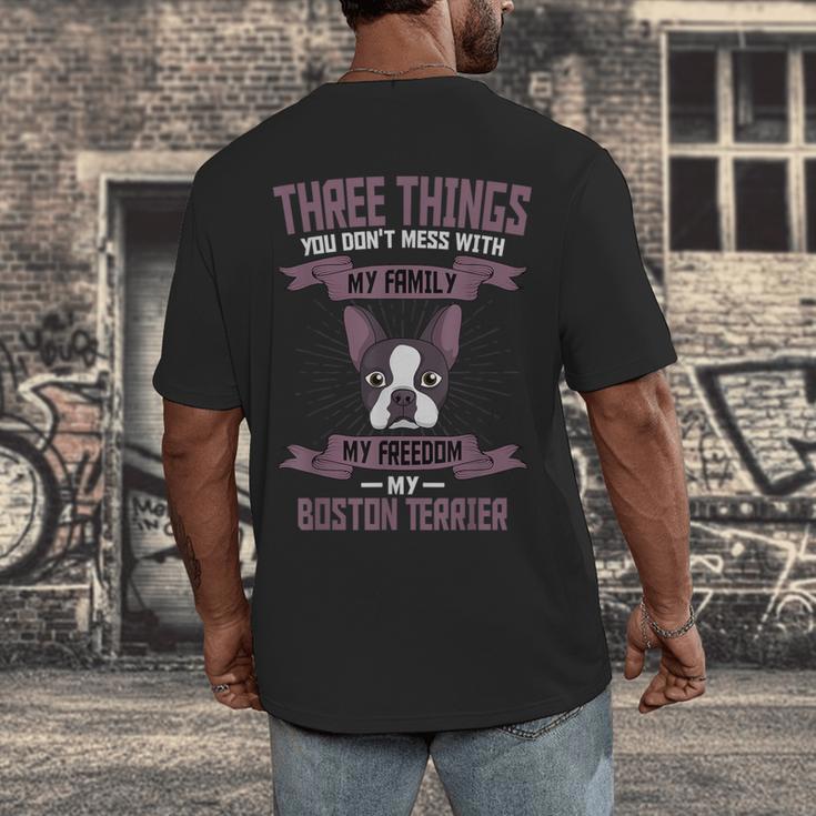 Boston Terrier Don't Mess With American Gentleman Dog Lover Men's Back Print T-Shirt, funny design