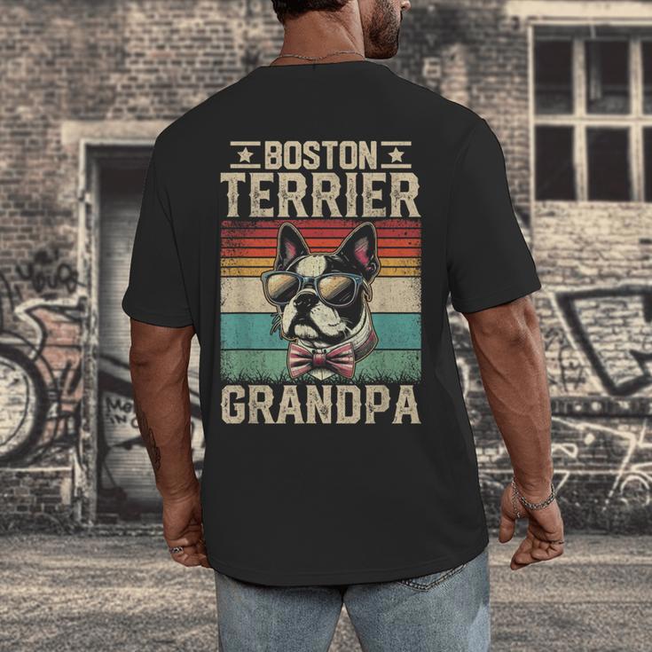 Boston Terrier Grandpa Dog Lover Father's Day Men's Back Print T-Shirt, funny design