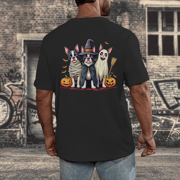 Boston Terrier Halloween Costume Mummy Witch Ghost Dog Lover For Men Women Kids Men's Back Print T-Shirt, funny design