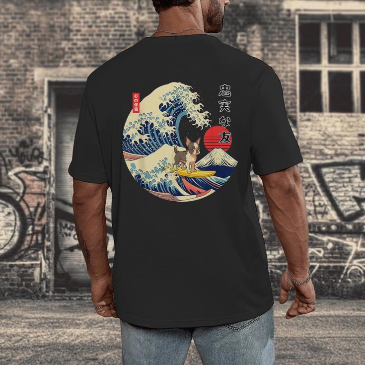 Boston Terrier Japanese Kanagawa Wave Surf Loyal Dog Men Women Kids Men's Back Print T-Shirt, funny design