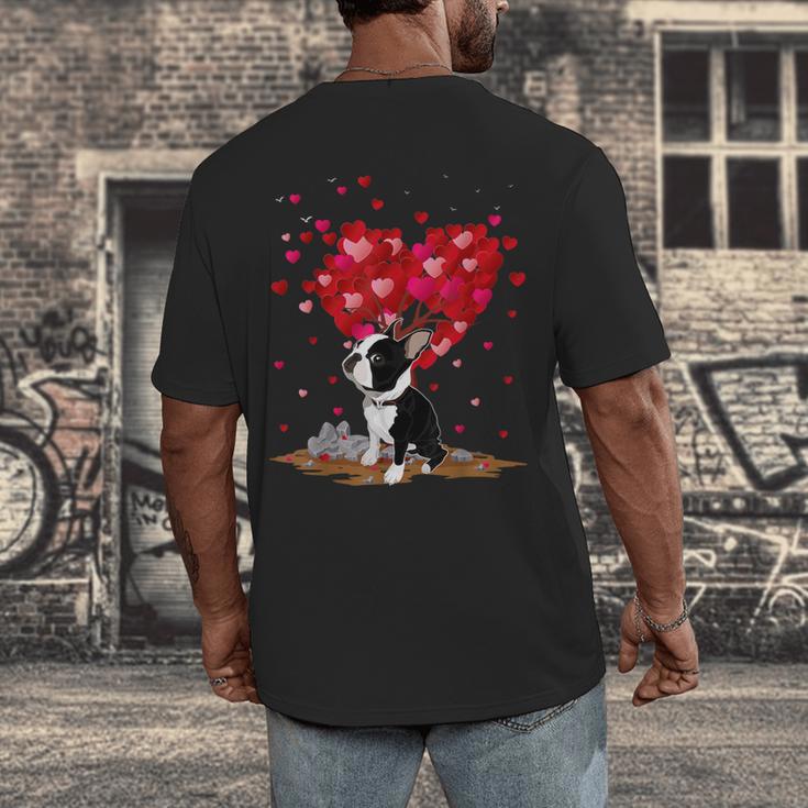Boston Terrier Lover Heart Shape Boston Terrier Valentine Men's Back Print T-Shirt, funny design