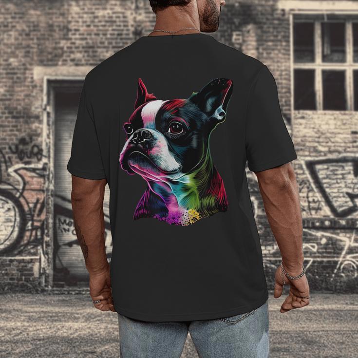 Boston Terrier Lovers Colorful Pop Art Boston Terrier Men's Back Print T-Shirt, funny design