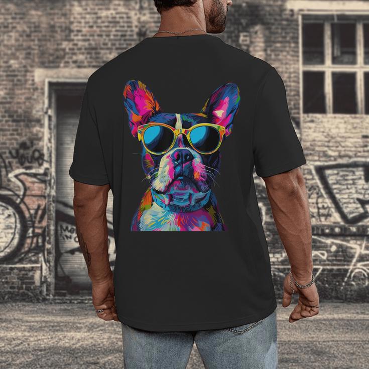 Boston Terrier Lovers Pop Art Boston Terrier Men's Back Print T-Shirt, funny design