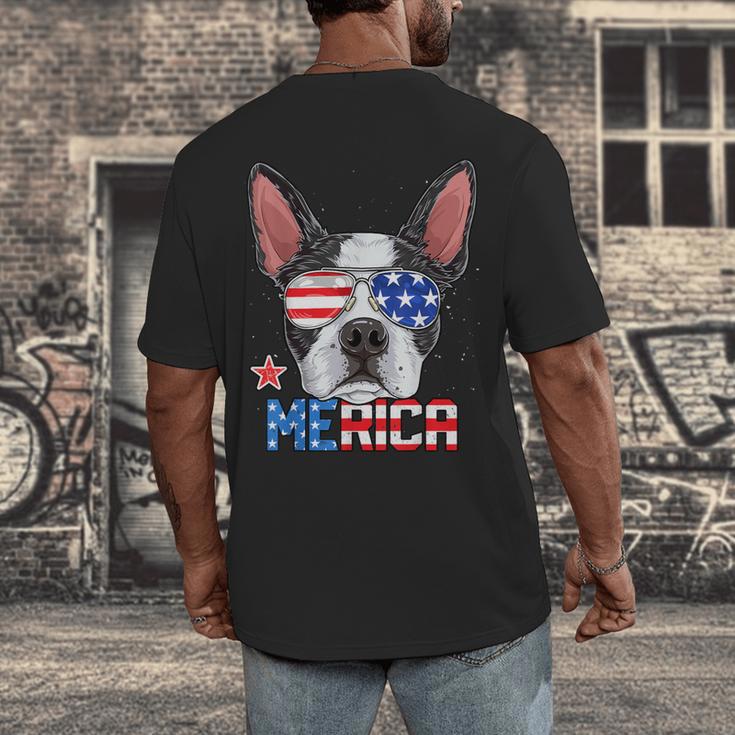 Boston Terrier Merica 4th Of July T Shirt Men Boys Dog Puppy Men's Back Print T-Shirt, funny design