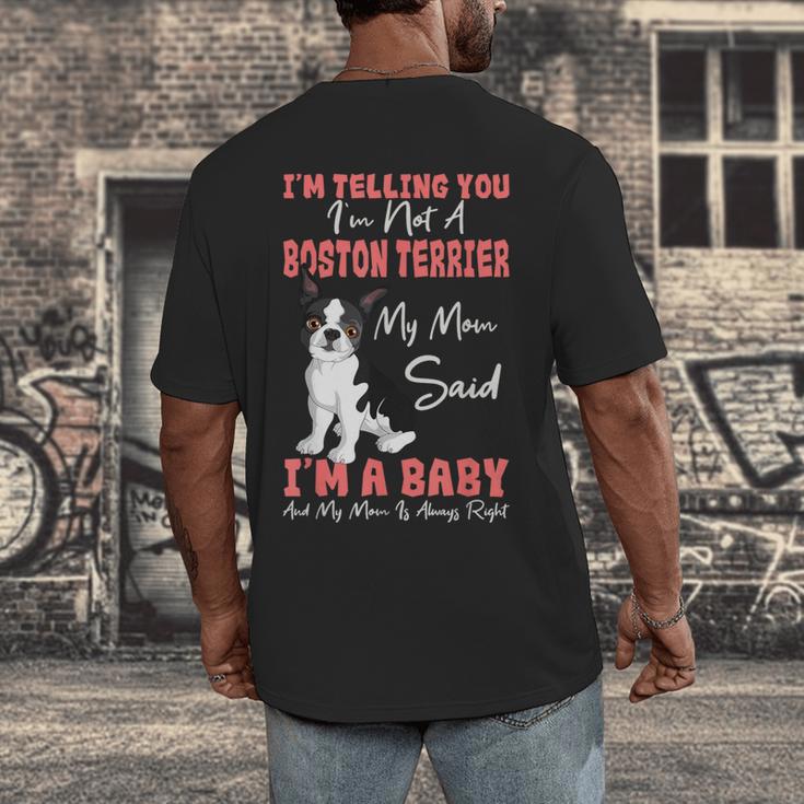 Boston Terrier Mom American Gentleman Dog Lover Mother's Day Men's Back Print T-Shirt, funny design
