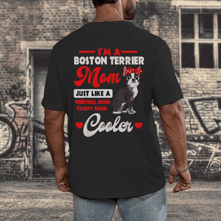 Boston Terrier Mom American Gentleman Dog Mother's Day Men's Back Print T-Shirt, funny design