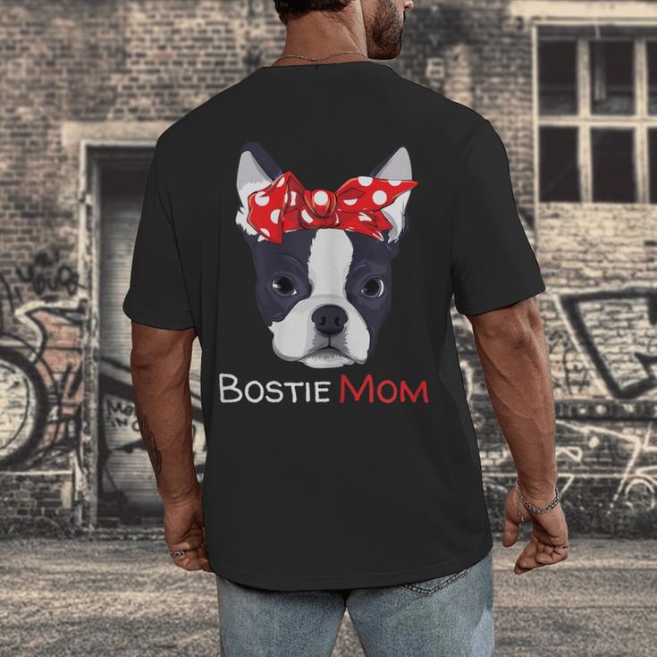 Boston Terrier Mom Bostie Women Girls Men's Back Print T-Shirt, funny design