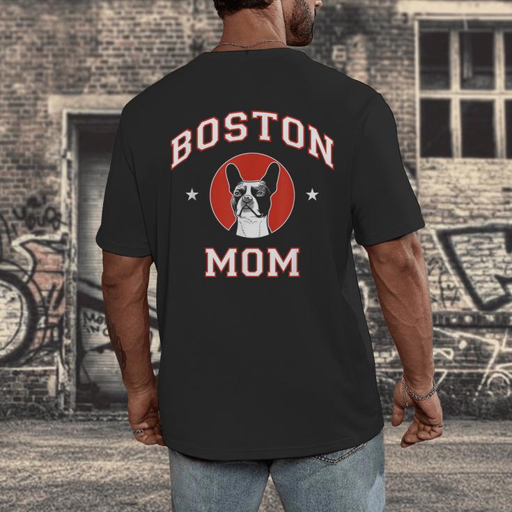 Boston Terrier Mom Dog Mother Men's Back Print T-Shirt, funny design