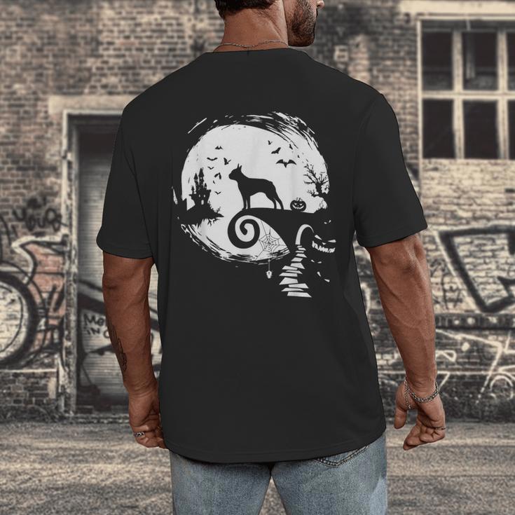 Boston Terrier And Moon Halloween Costume Dog Lover Men's Back Print T-Shirt, funny design