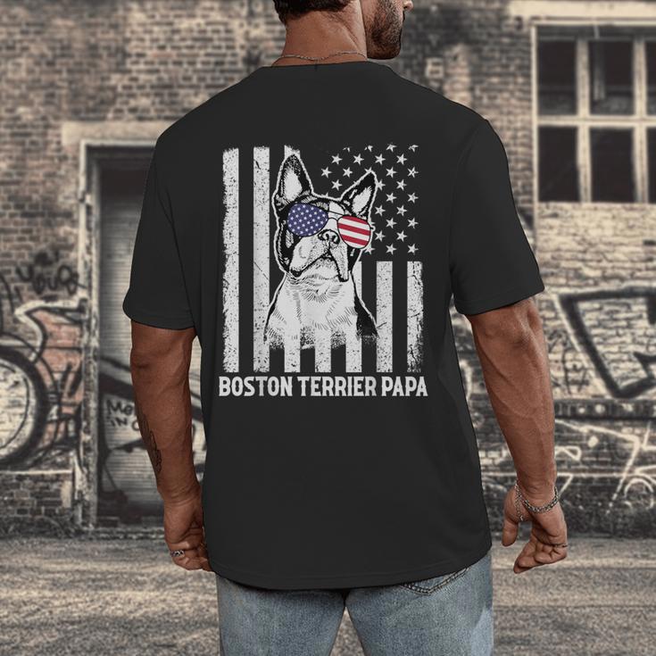 Boston Terrier Papa Cool Dog Lover USA American Flag Men Women Men's Back Print T-Shirt, funny design