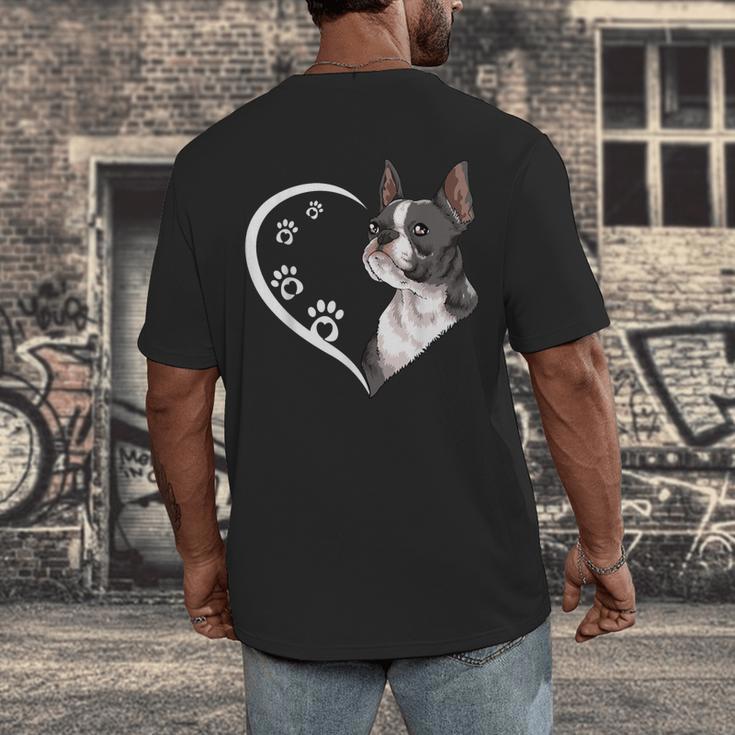 Boston Terrier Shirts For Women Girls Kids Heart Cute Men's Back Print T-Shirt, funny design
