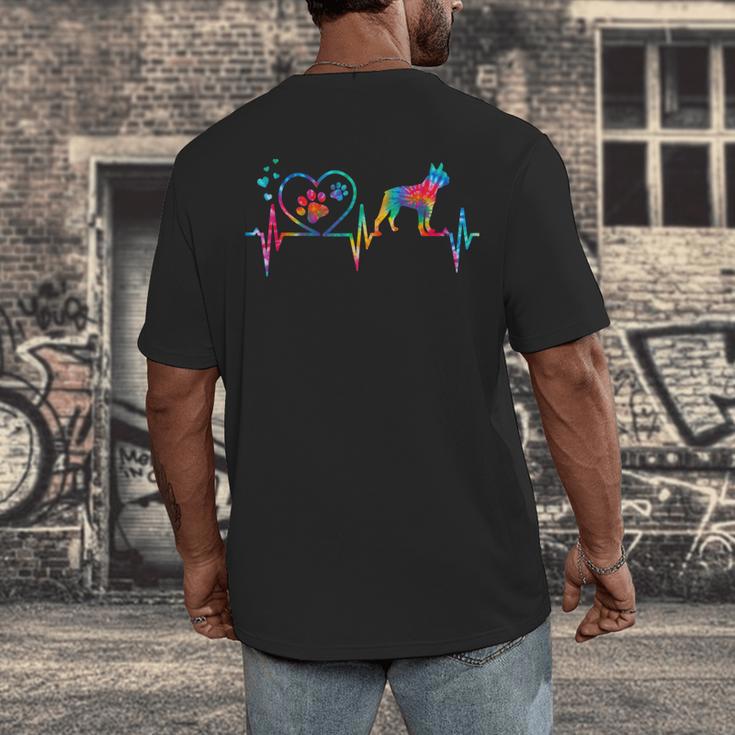 Boston Terrier Tie Dye Heartbeat Love Dog Men Women Men's Back Print T-Shirt, funny design