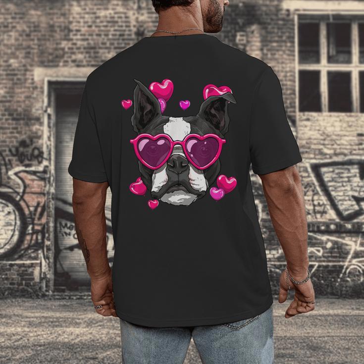 Boston Terrier Valentines Day Shirt Heart Dog Lover Men's Back Print T-Shirt, funny design