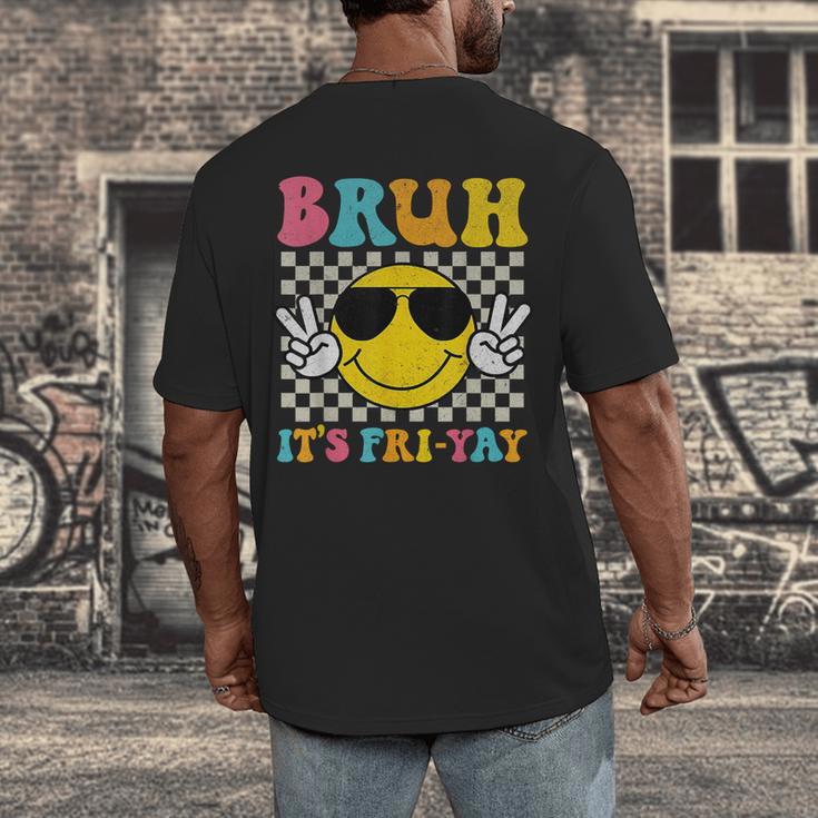 Bruh It's Fri-Yay Friday Weekend Smile Face Teacher Student Men's Back Print T-Shirt, funny design