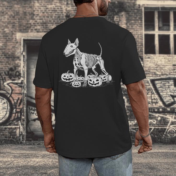 Bull Terrier Skeleton Birthday Halloween Kids Men's Back Print T-Shirt, funny design