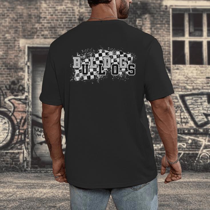 Bulldogs School Spirit Bulldog Pride Checkered Teacher Men's Back Print T-Shirt, funny design Bulldogs School Spirit Bulldog Pride Checkered Teacher Men's Back Print T-Shirt, funny design