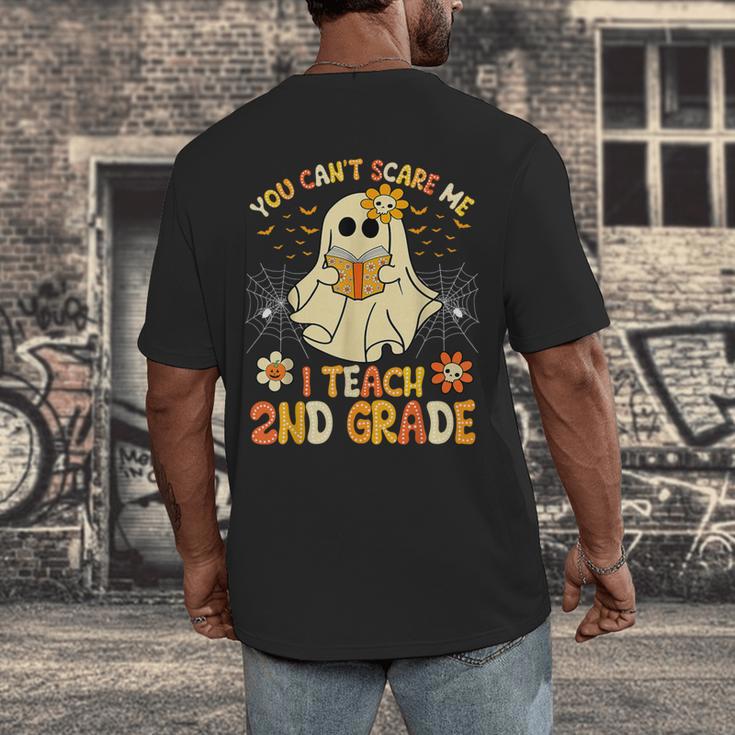 You Can't Scare Me I Teach 2nd Grade Halloween Teacher Ghost Men's Back Print T-Shirt, funny design