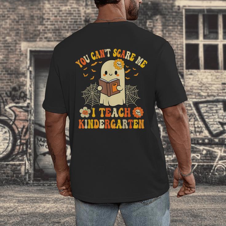 You Can't Scare Me I Teach Kindergarten Halloween Teacher Men's Back Print T-Shirt, funny design