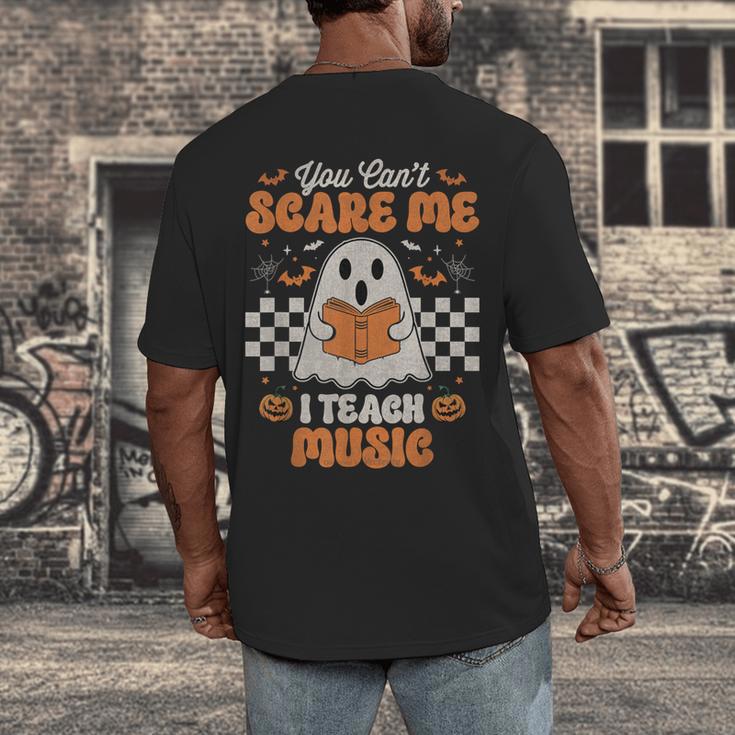 You Can't Scare Me I Teach Music Retro Teacher Halloween Men's Back Print T-Shirt, funny design
