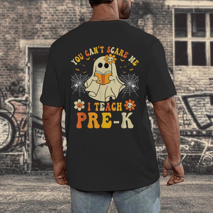 You Can't Scare Me I Teach Pre-K Halloween Teacher Ghost Men's Back Print T-Shirt, funny design You Can't Scare Me I Teach Pre-K Halloween Teacher Ghost Men's Back Print T-Shirt, funny design