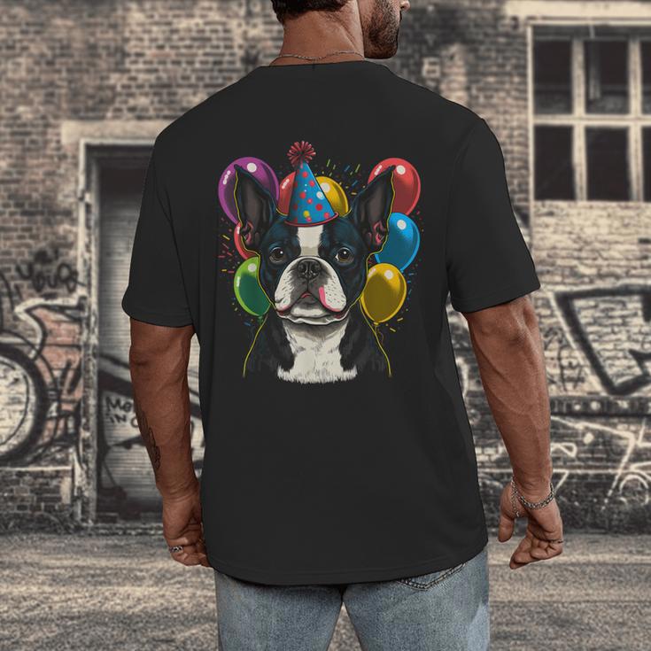 Celebration Event Birthday Party Boston Terrier Men's Back Print T-Shirt, funny design