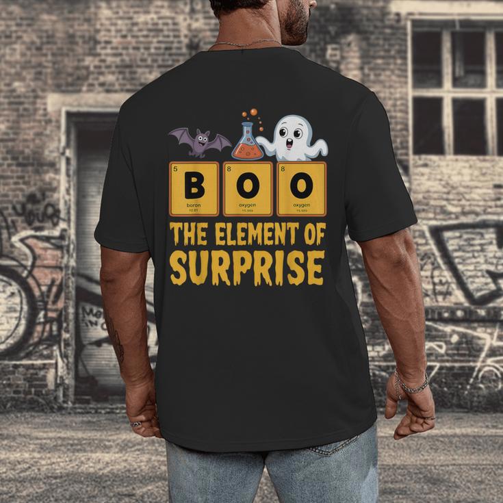 Chemistry Boo The Element Of Surprise Science Teacher Men's Back Print T-Shirt, funny design