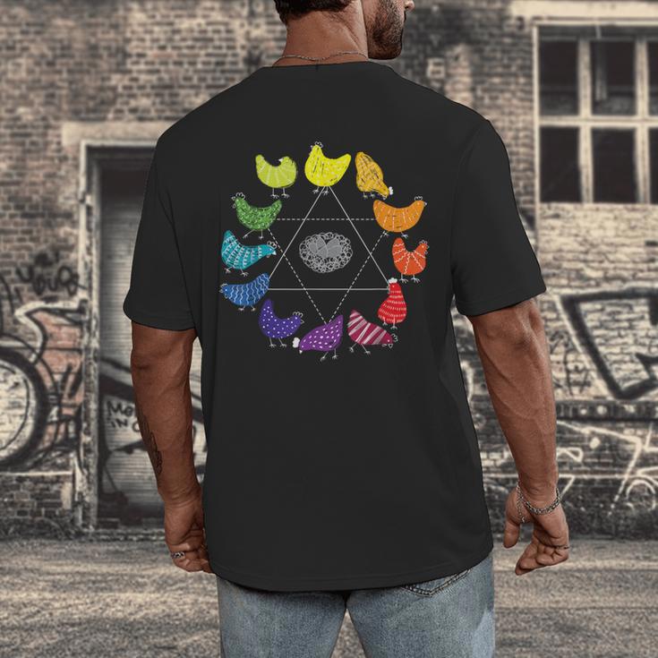 Chicken Themed Color Wheel Educational Art Teacher Artist Men Women Girls Kids Men's Back Print T-Shirt, funny design Chicken Themed Color Wheel Educational Art Teacher Artist Men Women Girls Kids Men's Back Print T-Shirt, funny design