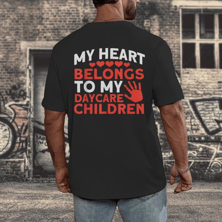 Childcare My Heart Belongs To Children Daycare Teacher Men Women Men's Back Print T-Shirt, funny design