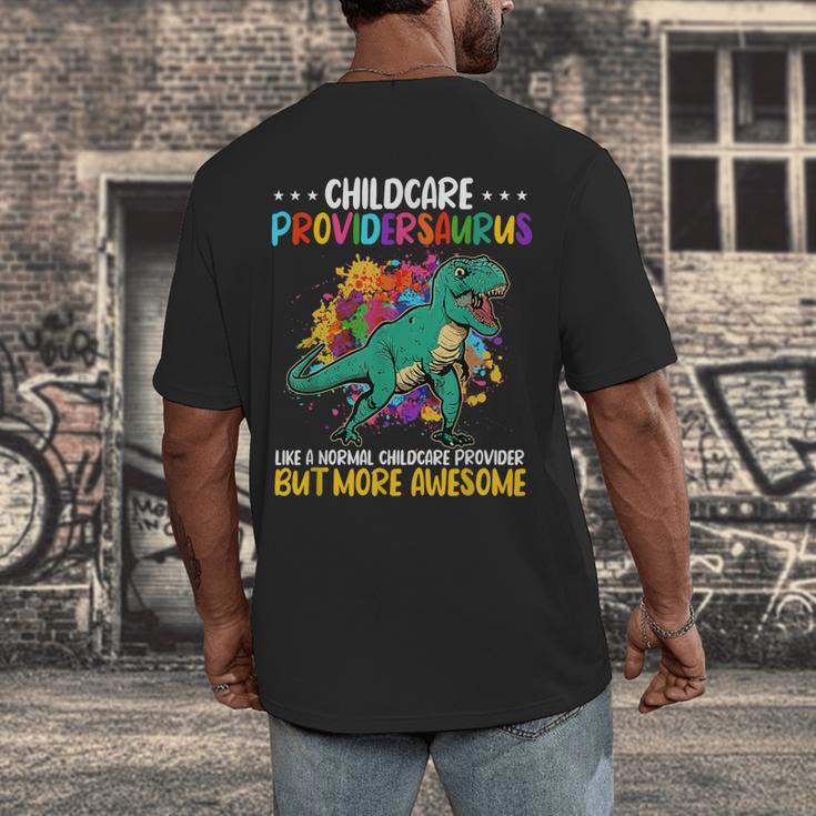 Childcare Providersaurus Daycare Teachers Men's Back Print T-Shirt, funny design