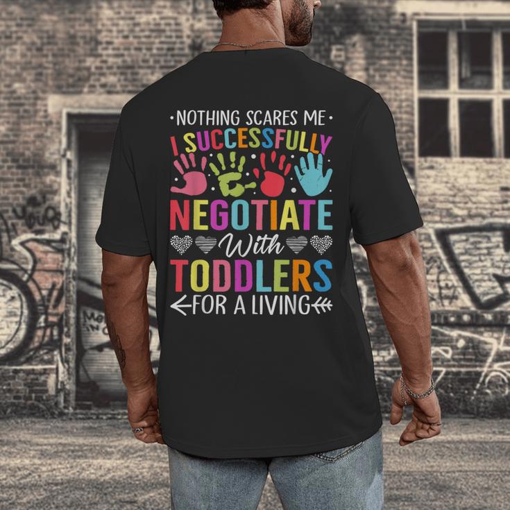 Childcare Teacher Negotiate With Toddlers Daycare Provider Men Women Girls Kids Men's Back Print T-Shirt, funny design