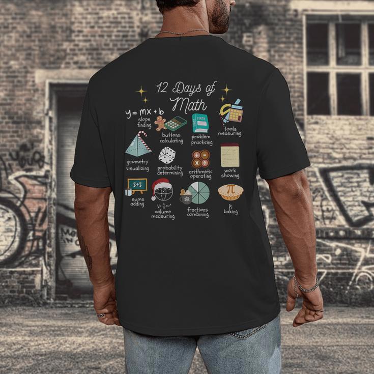Christmas 12 Days Of Math Math Teacher Xmas STEM STEMS Men's Back Print T-Shirt, funny design Christmas 12 Days Of Math Math Teacher Xmas STEM STEMS Men's Back Print T-Shirt, funny design