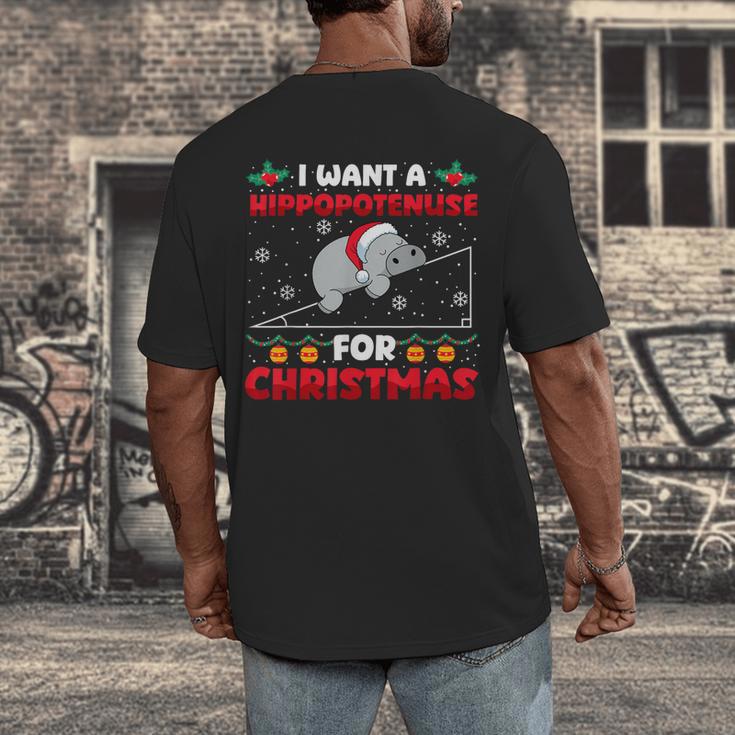 Christmas Math Teacher Hippopotenuse Math Lovers Xmas Men's Back Print T-Shirt, funny design Christmas Math Teacher Hippopotenuse Math Lovers Xmas Men's Back Print T-Shirt, funny design