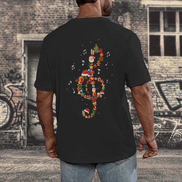 Christmas Musical Note Music Lover Teacher Sing Carols Jesus Men's Back Print T-Shirt, funny design