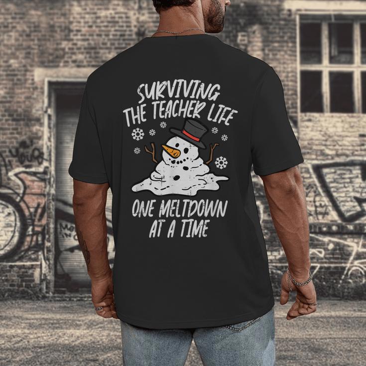 Christmas Surviving Teacher Life Meltdown Xmas Women Men Men's Back Print T-Shirt, funny design