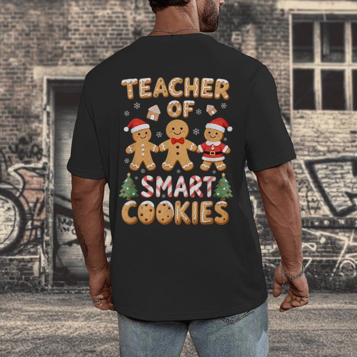 Christmas Teacher Of Smart Cookies Gingerbread Man Teaching Men's Back Print T-Shirt, funny design