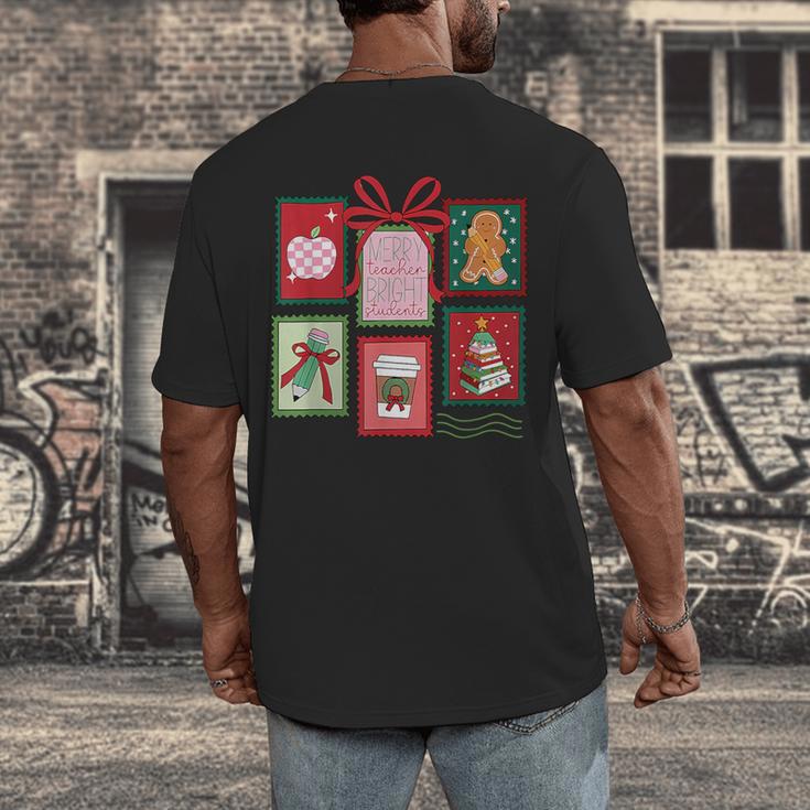 Christmas Teacher Stamps Men's Back Print T-Shirt, funny design