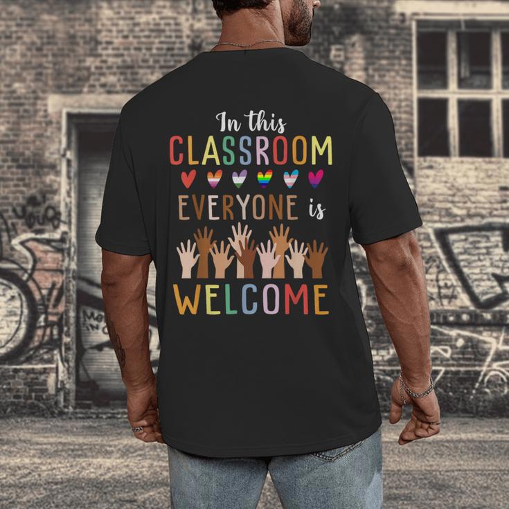 In This Classroom Everyone Is Welcome For Teacher Men's Back Print T-Shirt, funny design In This Classroom Everyone Is Welcome For Teacher Men's Back Print T-Shirt, funny design