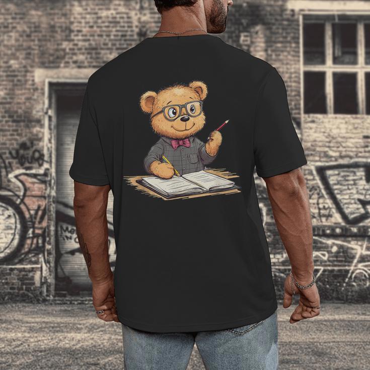 Classroom Fun With Teddy Bear Teacher Men's Back Print T-Shirt, funny design Classroom Fun With Teddy Bear Teacher Men's Back Print T-Shirt, funny design