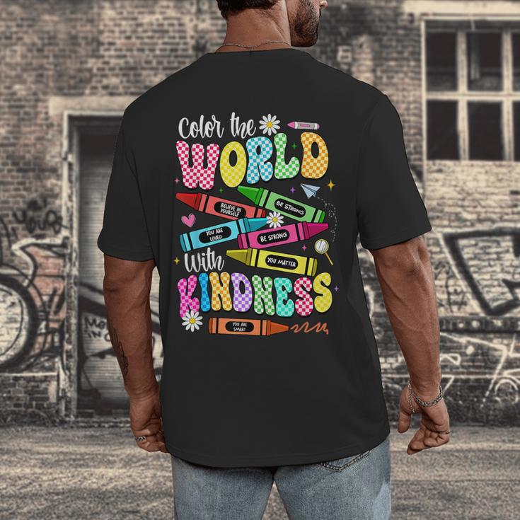 Color The World With Kindness Teacher Back To School Men's Back Print T-Shirt, funny design Color The World With Kindness Teacher Back To School Men's Back Print T-Shirt, funny design