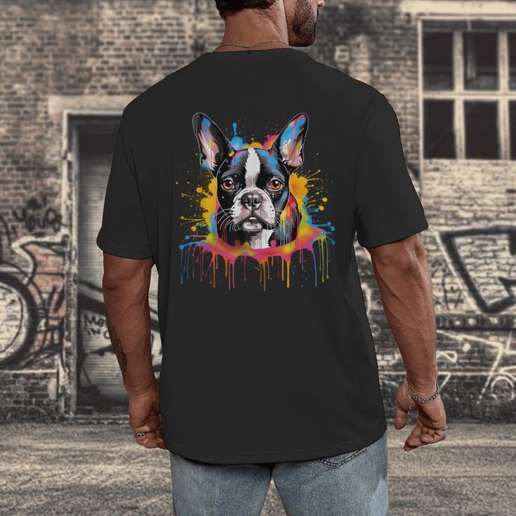 Colorful Boston Terrier Dog For Men Women Kids Men's Back Print T-Shirt, funny design