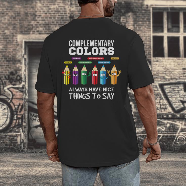 Complementary Colors Pun Artist Art Teacher T-Shirt Men's Back Print T-Shirt, funny design Complementary Colors Pun Artist Art Teacher T-Shirt Men's Back Print T-Shirt, funny design