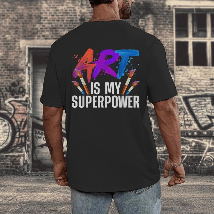 Cool Art For Men Women Art Teacher Artist Painter Superpower Men's Back Print T-Shirt, funny design