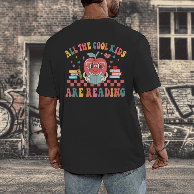 All The Cool Kids Are Reading Book Reading Teacher School Men's Back Print T-Shirt, funny design All The Cool Kids Are Reading Book Reading Teacher School Men's Back Print T-Shirt, funny design