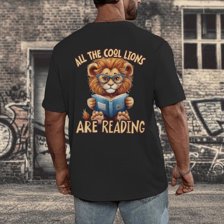 All The Cool Lions Are Reading Lion Teacher Men Women Kids Men's Back Print T-Shirt, funny design