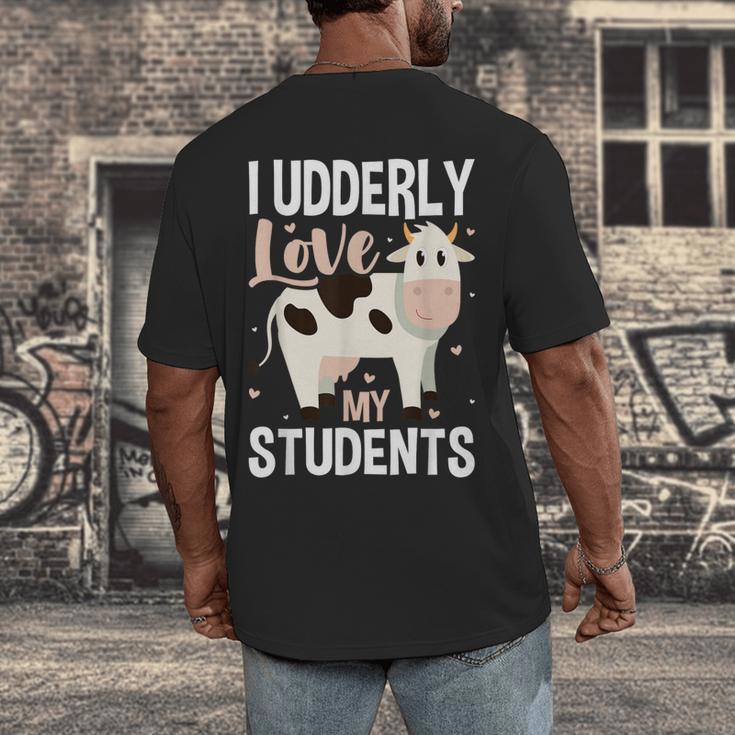 Cow Teacher Lover Men's Back Print T-Shirt, funny design