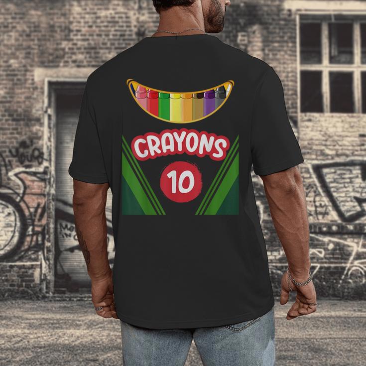 Crayon Box Fun Teacher Student Crayon Squad Halloween 2022 Men's Back Print T-Shirt, funny design