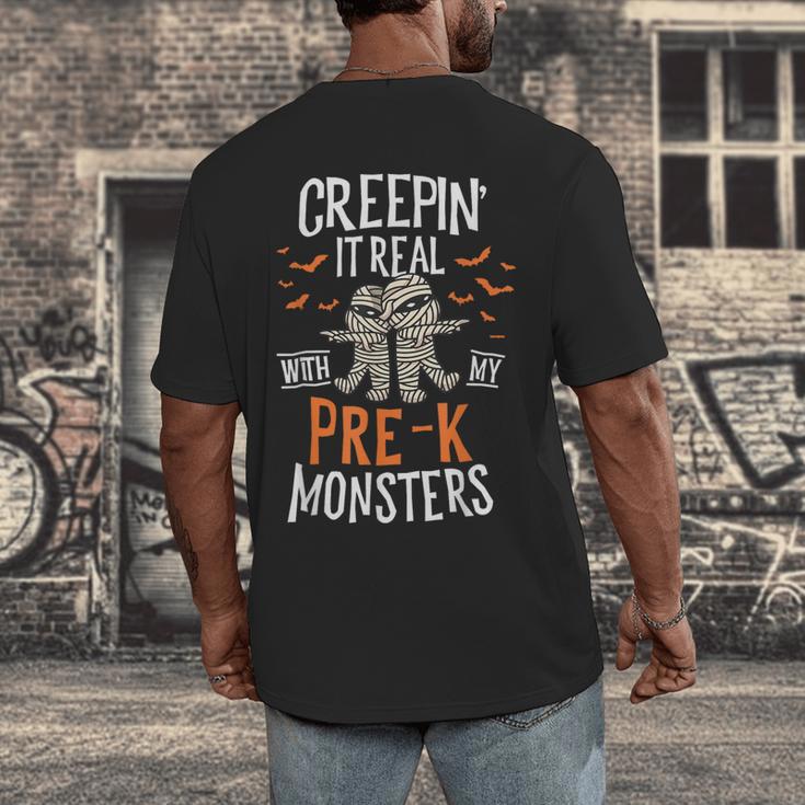 Creepin It Real Pre-K Monsters Halloween Preschool Teacher Men's Back Print T-Shirt, funny design Creepin It Real Pre-K Monsters Halloween Preschool Teacher Men's Back Print T-Shirt, funny design