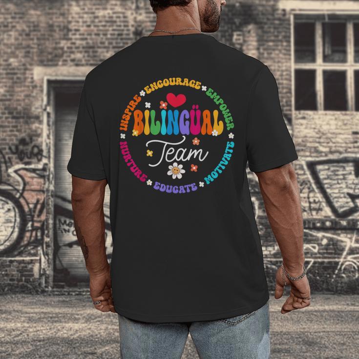 Cultivando Bilingues Dual Language Bilingual Team Teacher Men's Back Print T-Shirt, funny design Cultivando Bilingues Dual Language Bilingual Team Teacher Men's Back Print T-Shirt, funny design