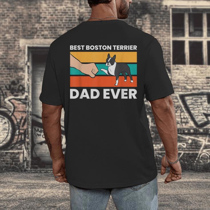Cute Boston Terrier Best Boston Terrier Dad Ever Men's Back Print T-Shirt, funny design